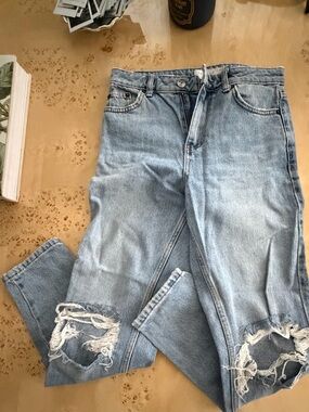 Topshop Light Blue Distressed Boyfriend Jeans